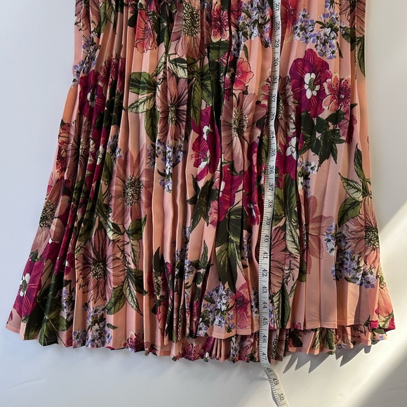 NWT Leith Coral and Pink Floral Midi Dress with Pleated Skirt M - Picture 15 of 15
